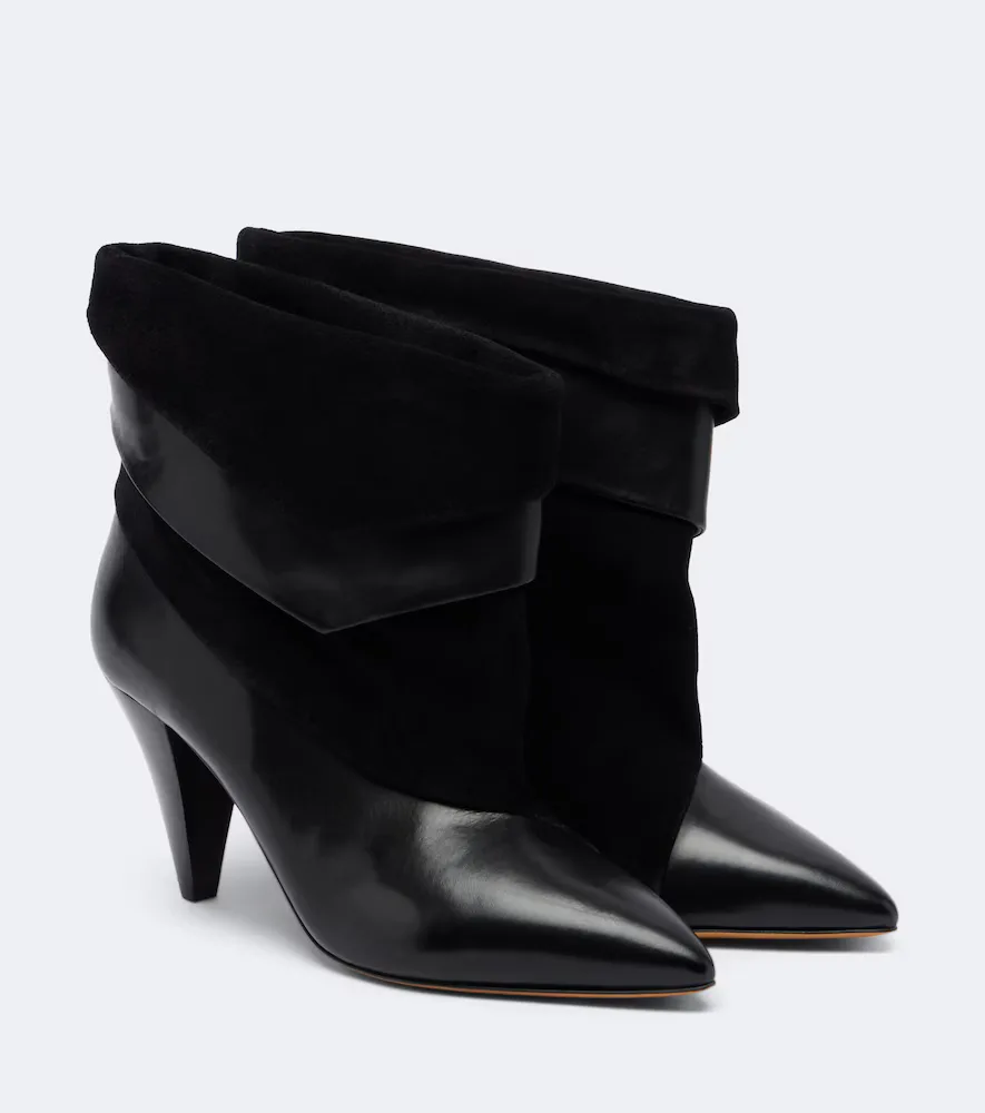 Lyone Leather and Suede Ankle Boots by Isabel Marant
