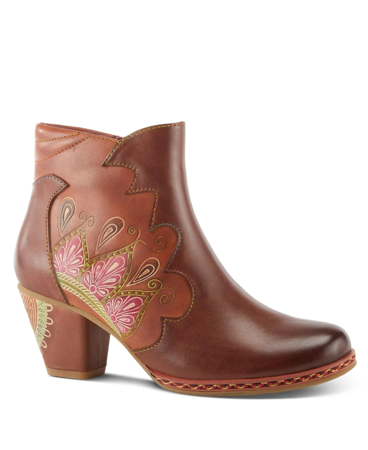 Zamihi Western Boot - Leather Burnished Polished Design - Padded Insole, Inside Zipper, Flexible Sole