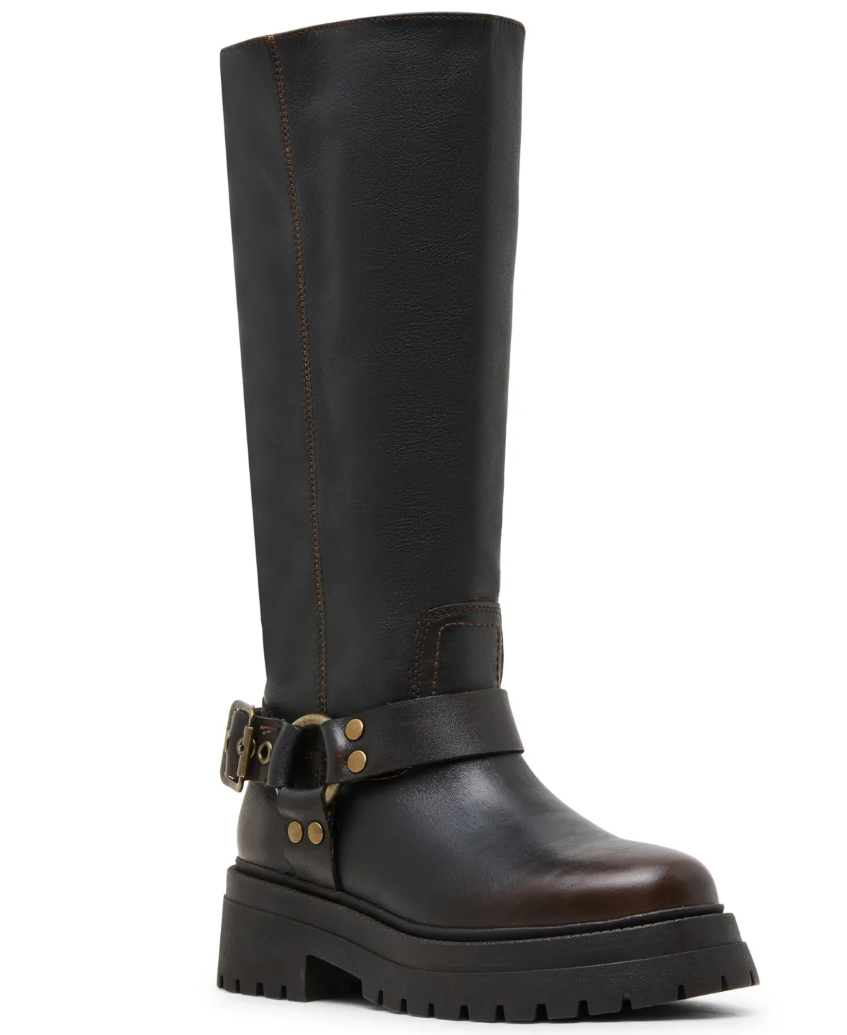 Everest Platform Lug-Sole Engineer Tall Boots by Steve Madden