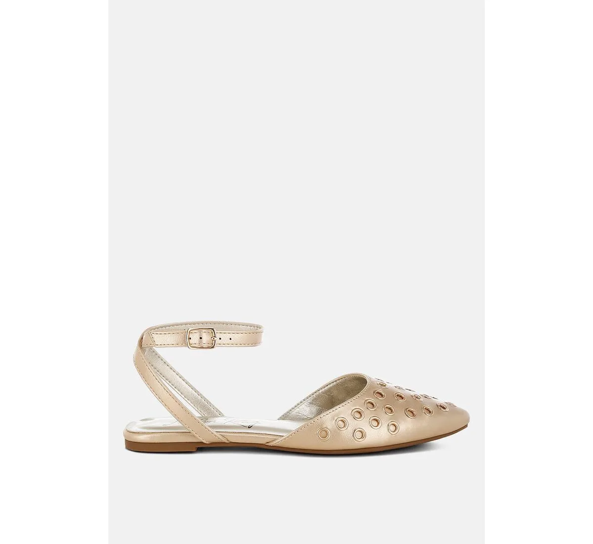 Chalcis Metallic Eyelet Detail Flat Sandals by London Rag