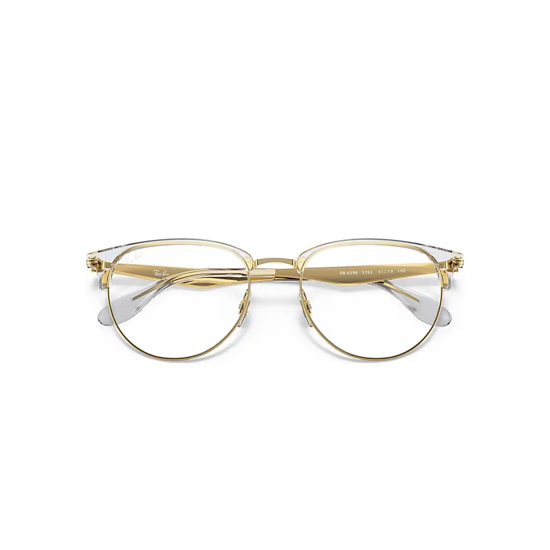 Rb6396 Optics Eyeglasses Brushed Gold Frame Clear Lenses by Ray-Ban