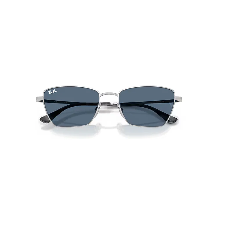 Drea Bio-Based Sunglasses Silver Frame Blue Lenses by Ray-Ban