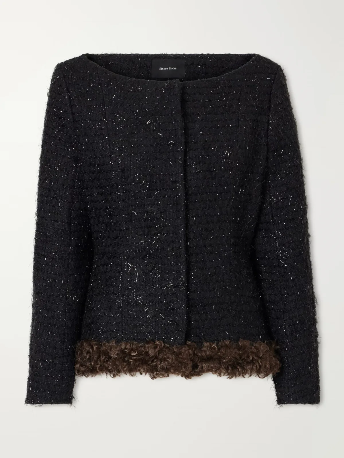 Plush-Trimmed Metallic Tweed Jacket by Simone Rocha