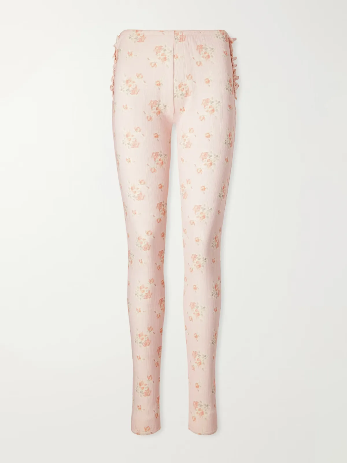 Ruffled Floral-Print Pointelle-Knit Cotton-Jersey Leggings by Simone Rocha