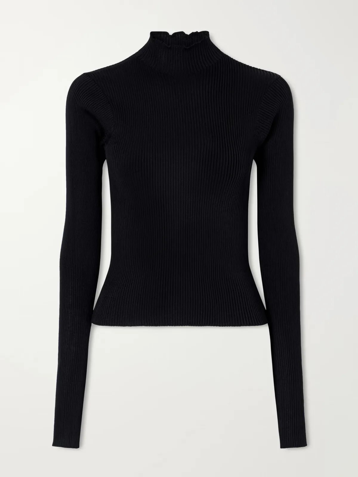 Ribbed Silk Turtleneck Sweater by RIER