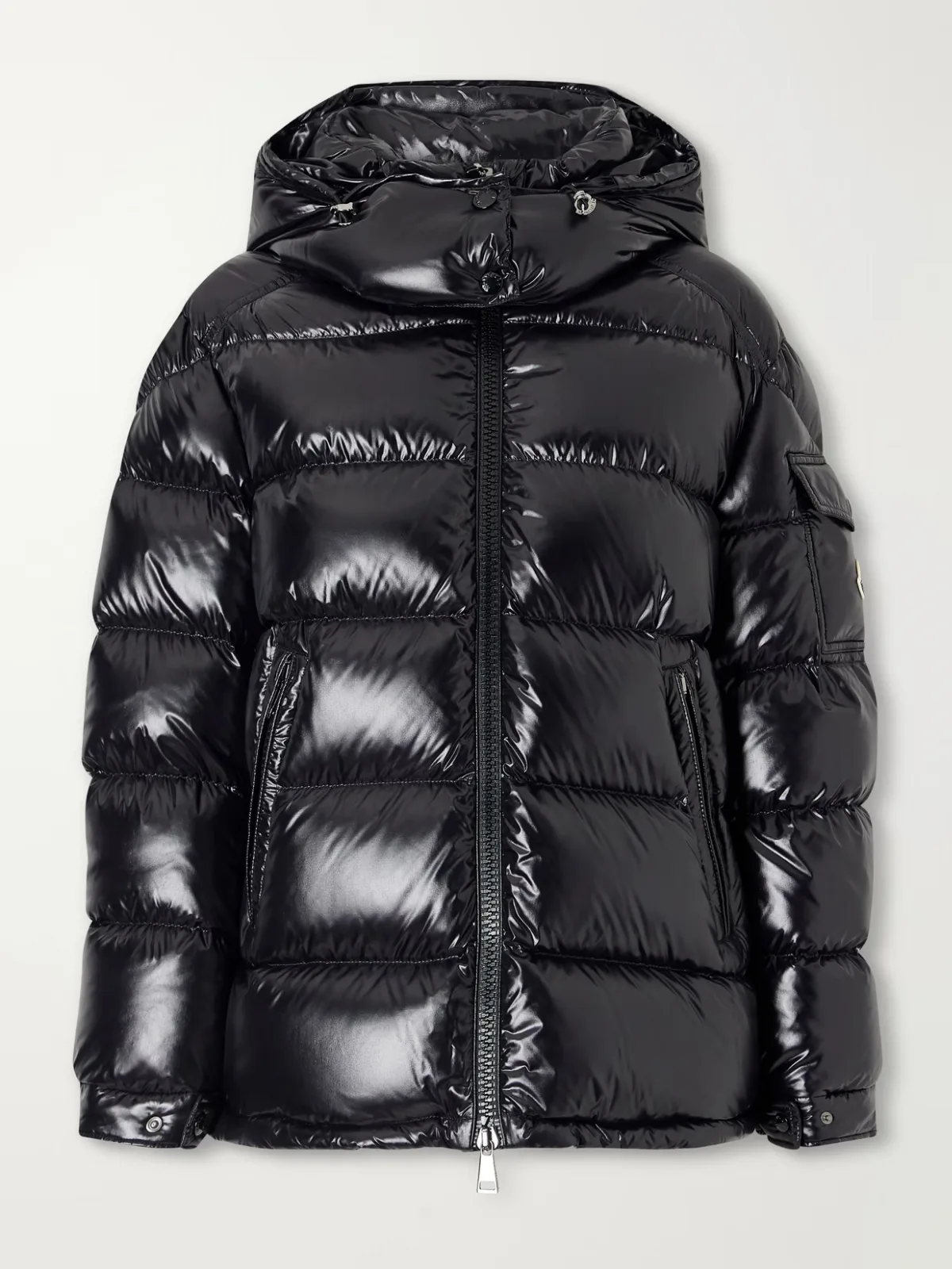 Maire Hooded Quilted Glossed-Shell Down Jacket