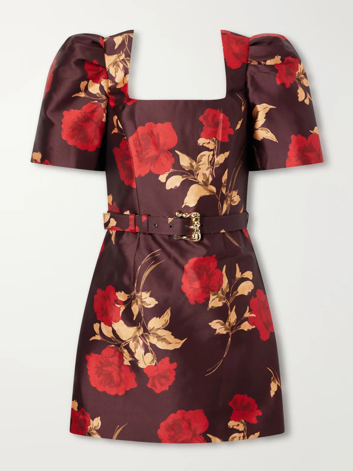 Melora Belted Floral-Print Satin-Twill Mini Dress by Rebecca Vallance