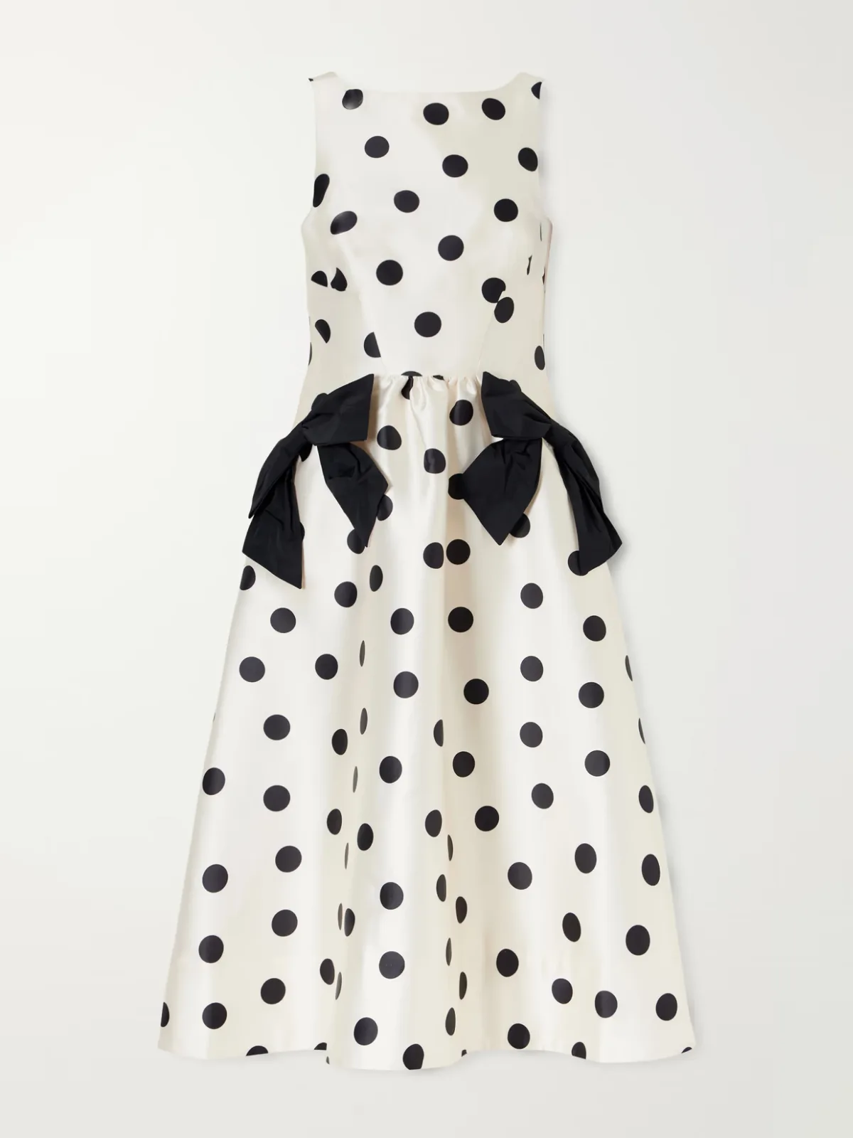 Bacio Bow-Detailed Polka-Dot Satin-Twill Midi Dress by Rebecca Vallance