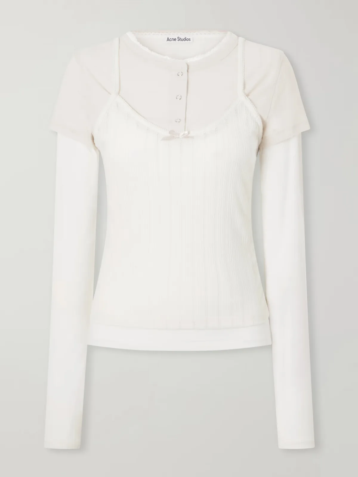 Ersilia Layered Ribbed Lyocell and Cotton-Blend T-Shirt by Acne Studios