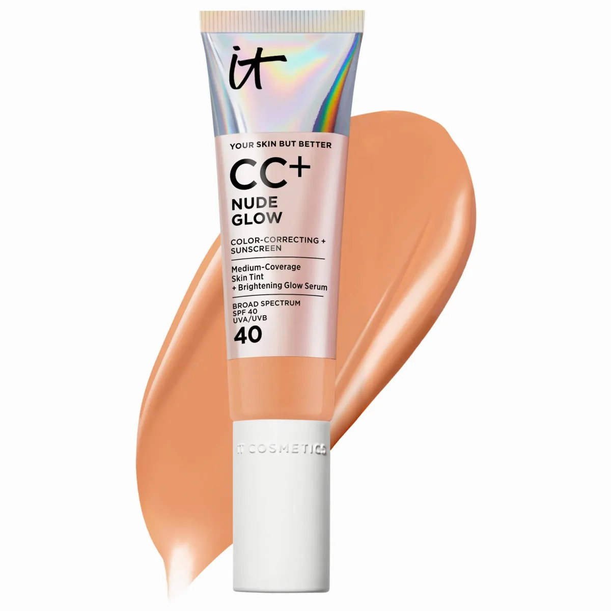 CC+ Nude Glow Lightweight Foundation + Glow Serum with SPF 40 and Niacinamide Tan Cool 1.1 oz/32 mL by IT Cosmetics