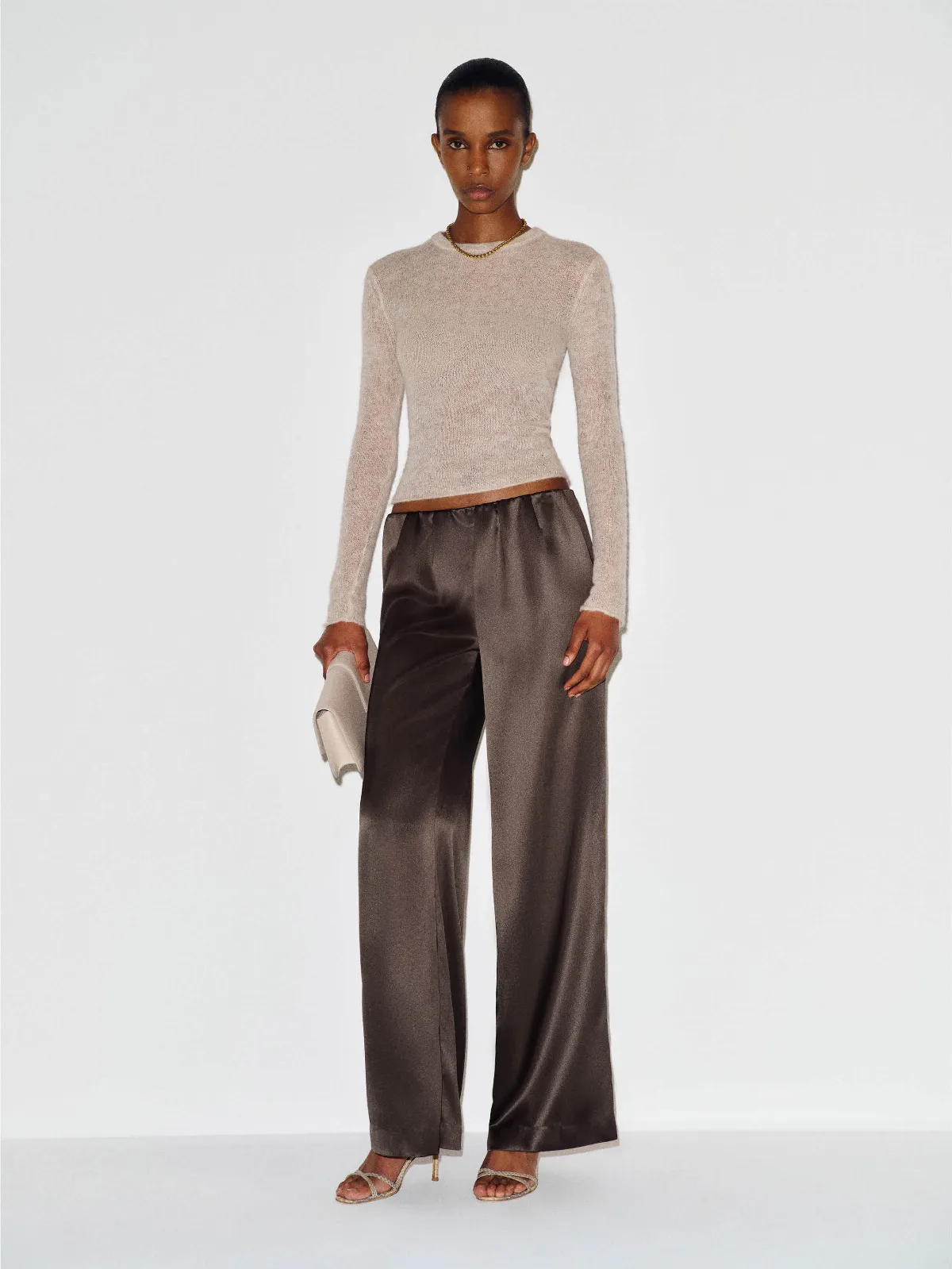 Stacey Satin Pant Black Pearl by Reformation