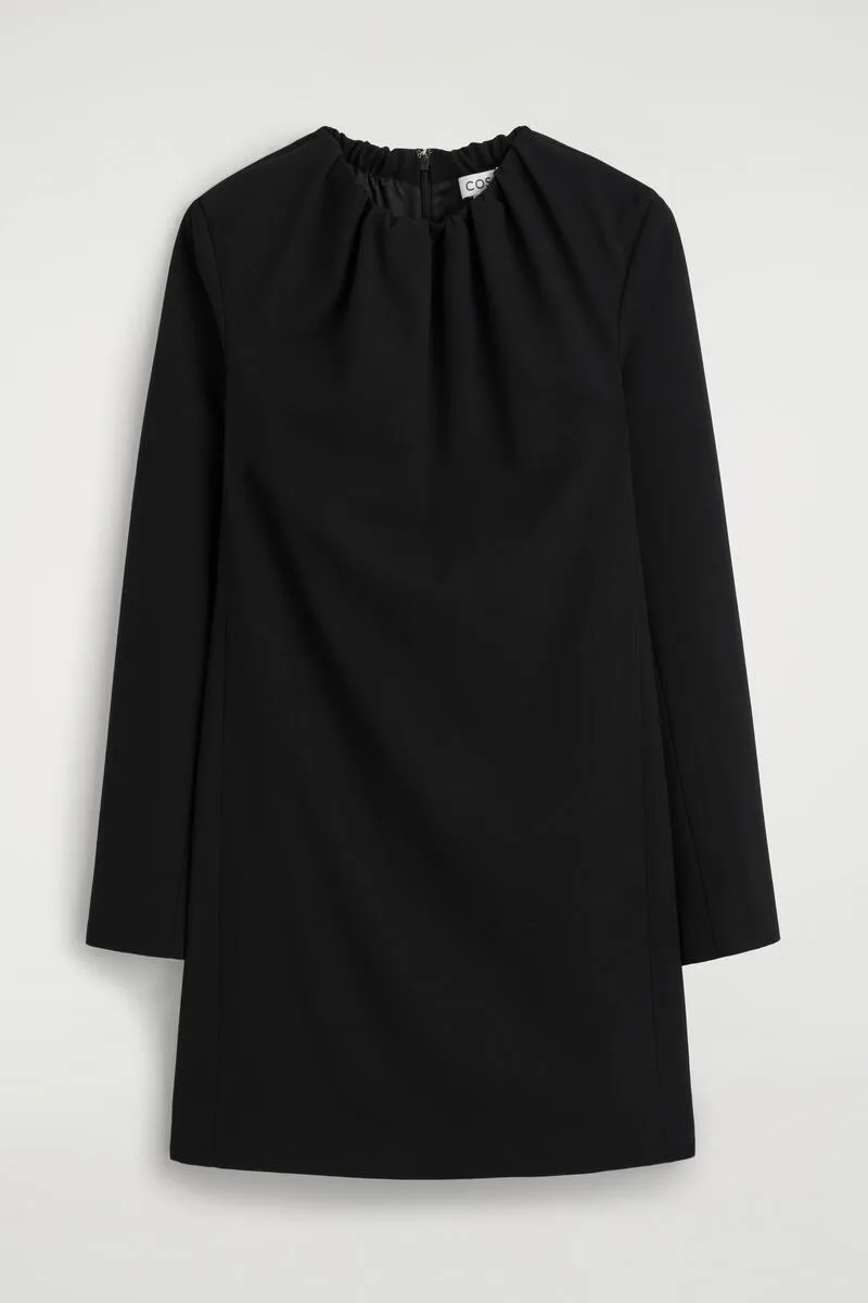 Pleated Tailored Twill Mini Dress