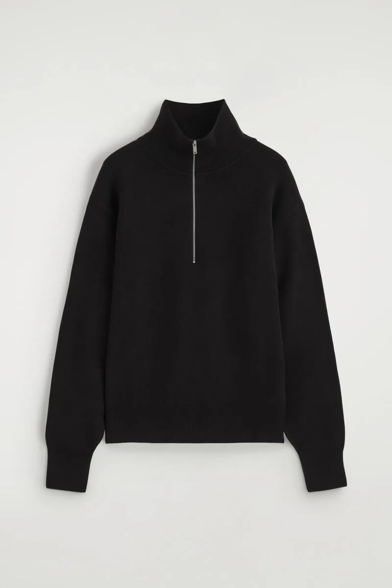 Mock-Neck Half-Zip Knitted Sweater by COS