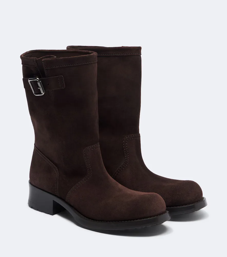 Shard Suede Biker Boots by Prada