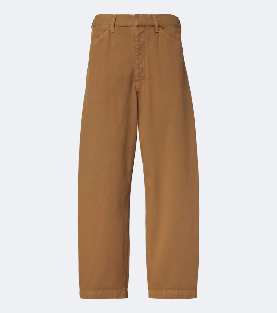 Cotton Twill Barrel-Leg Pants