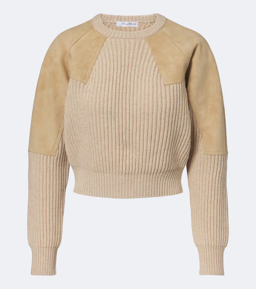 Suede-Paneled Wool and Cashmere Sweater by Max Mara
