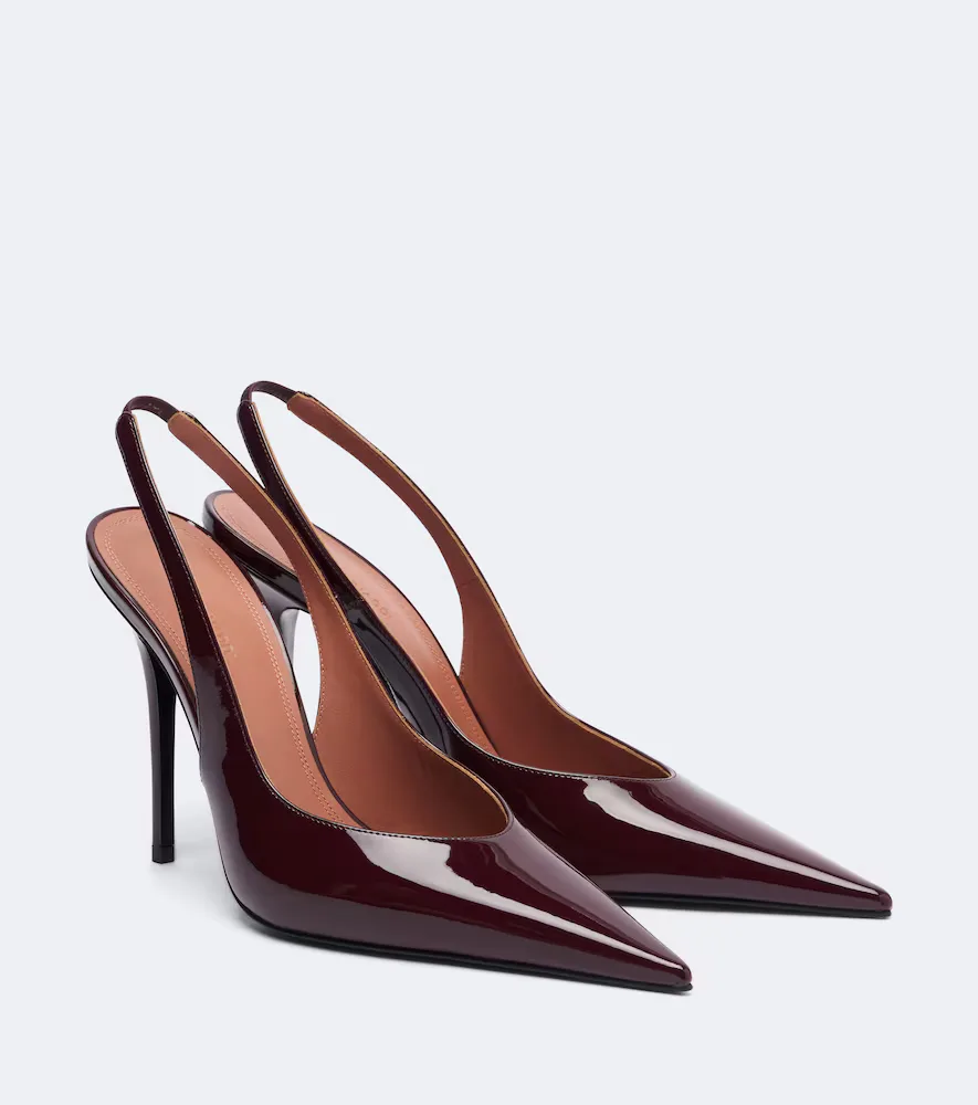 Anok Patent Leather Slingback Pumps by Amina Muaddi