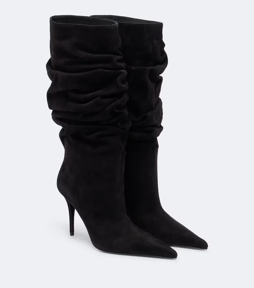 Anok Suede Mid-Calf Boots by Amina Muaddi