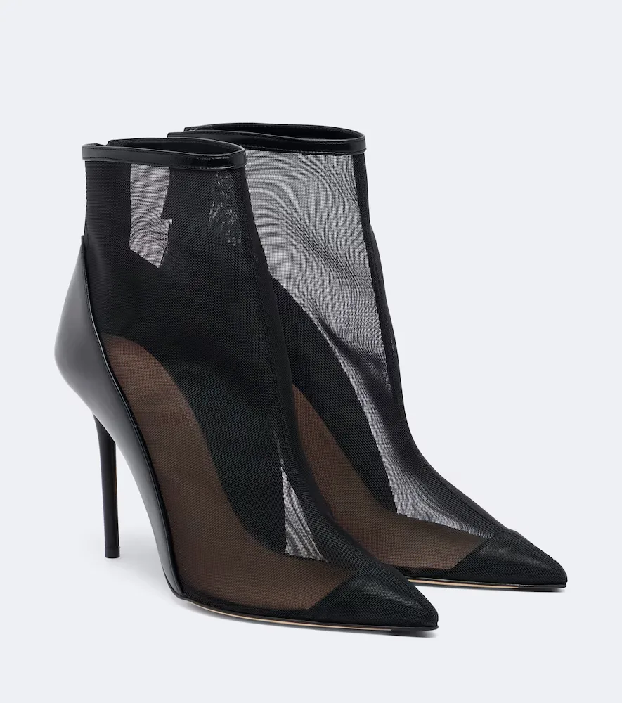 Arc Leather-Trimmed Mesh Ankle Boots by Malone Souliers