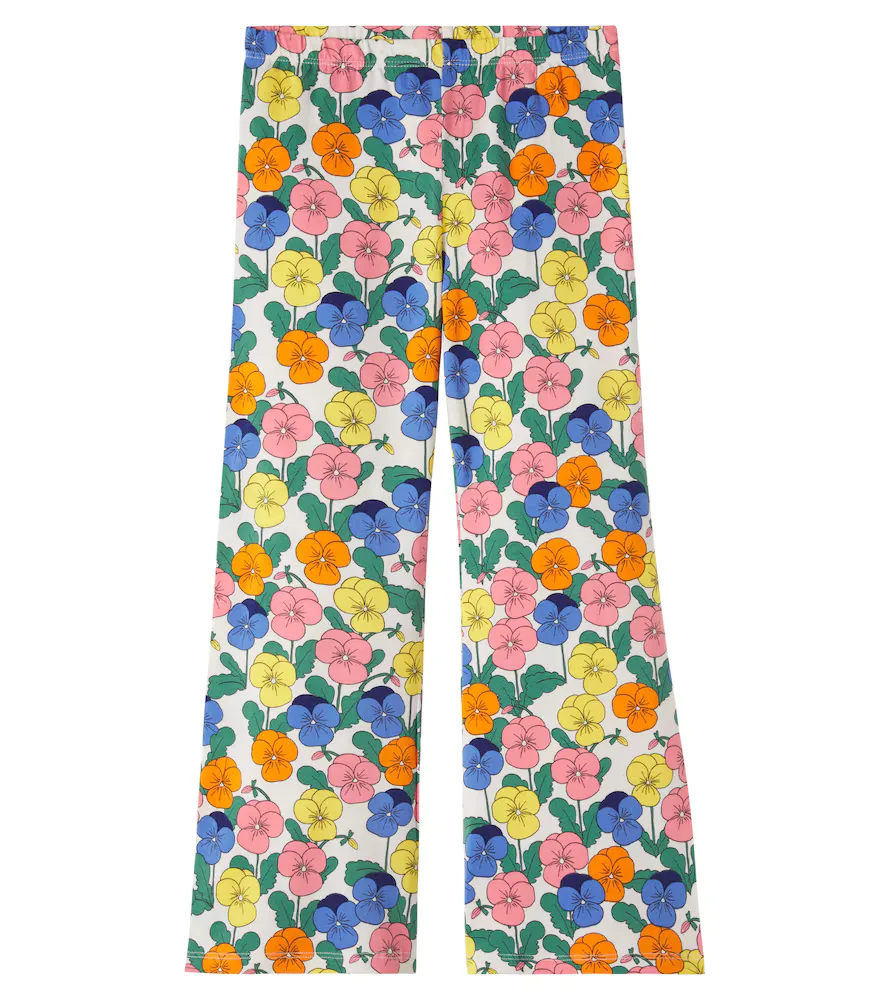 Floral Cotton-Blend Wide-Leg Pants by Mini Rodini