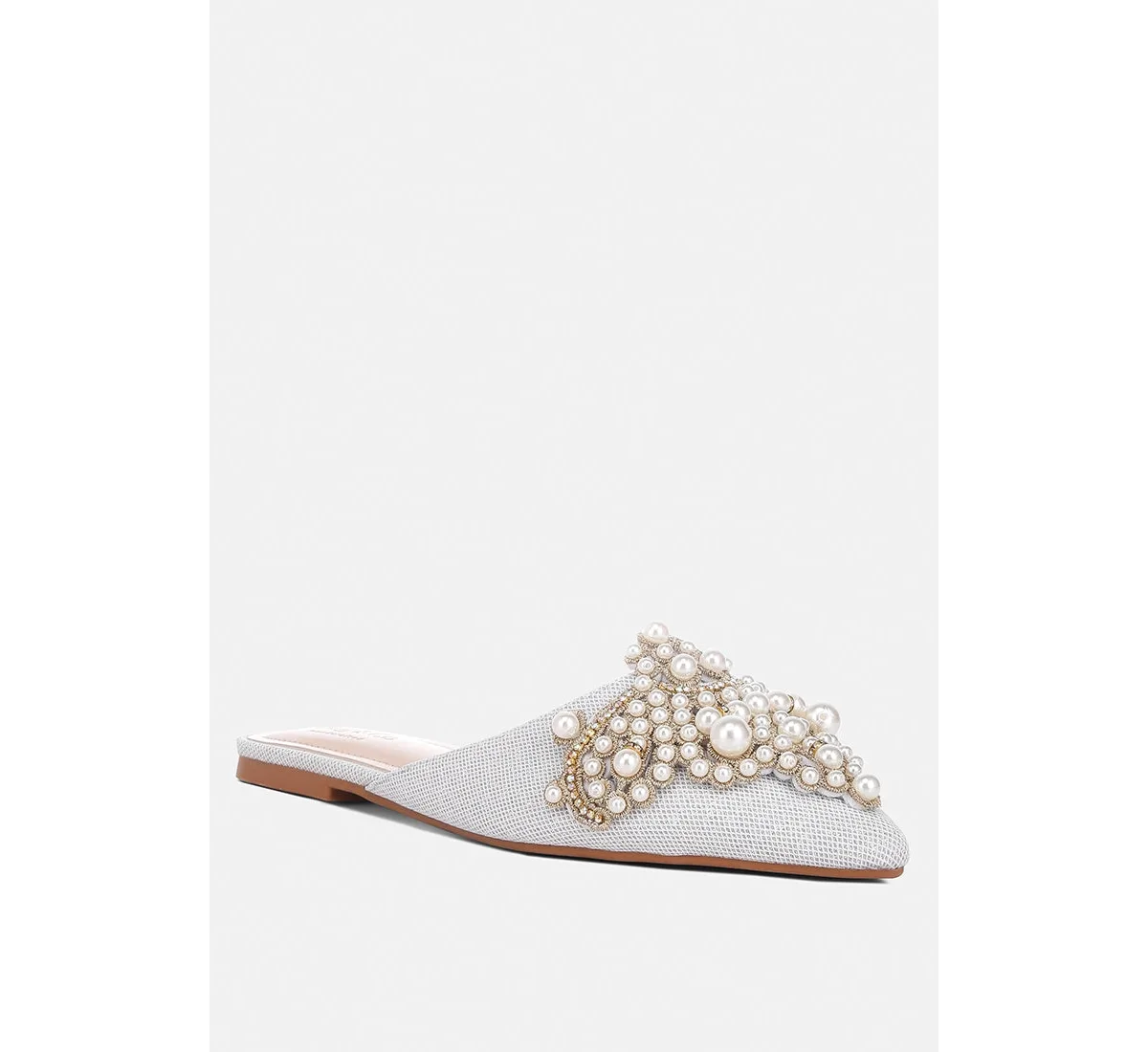 Astre Pearl Embellished Shimmer Mules by Rag & Co