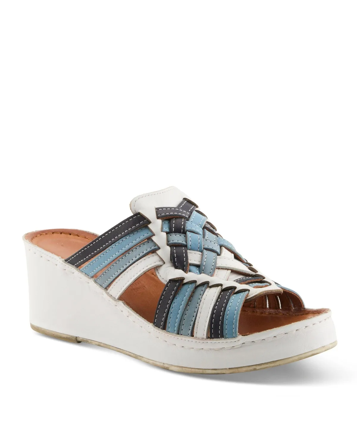 Wedge Sandal with Woven Leather Upper by Spring Step