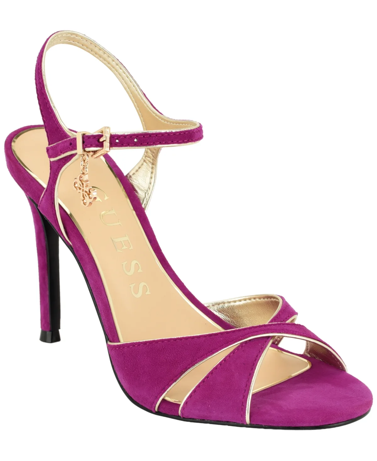 Chaylen Suede Ankle Charms Stiletto Dress Sandals by Guess