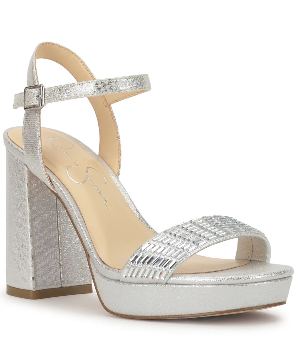 Skilia Platform Block Heel Rhinestone Sandals