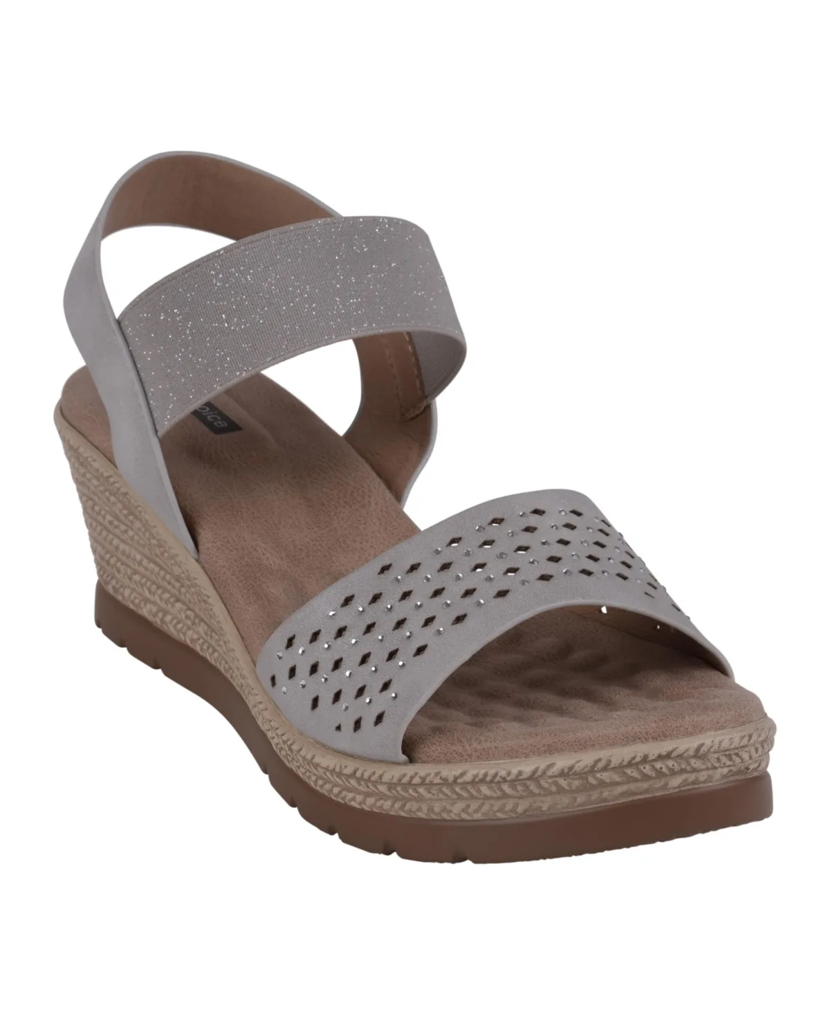 Bane Embellished Elastic Double Band Wedge Sandals by Gc Shoes
