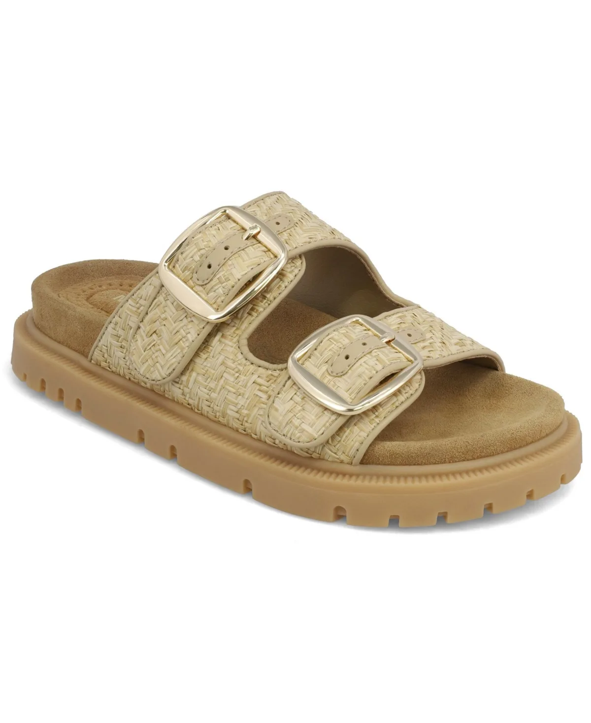 Monica Woven Double Buckle Slip-On Sandals
