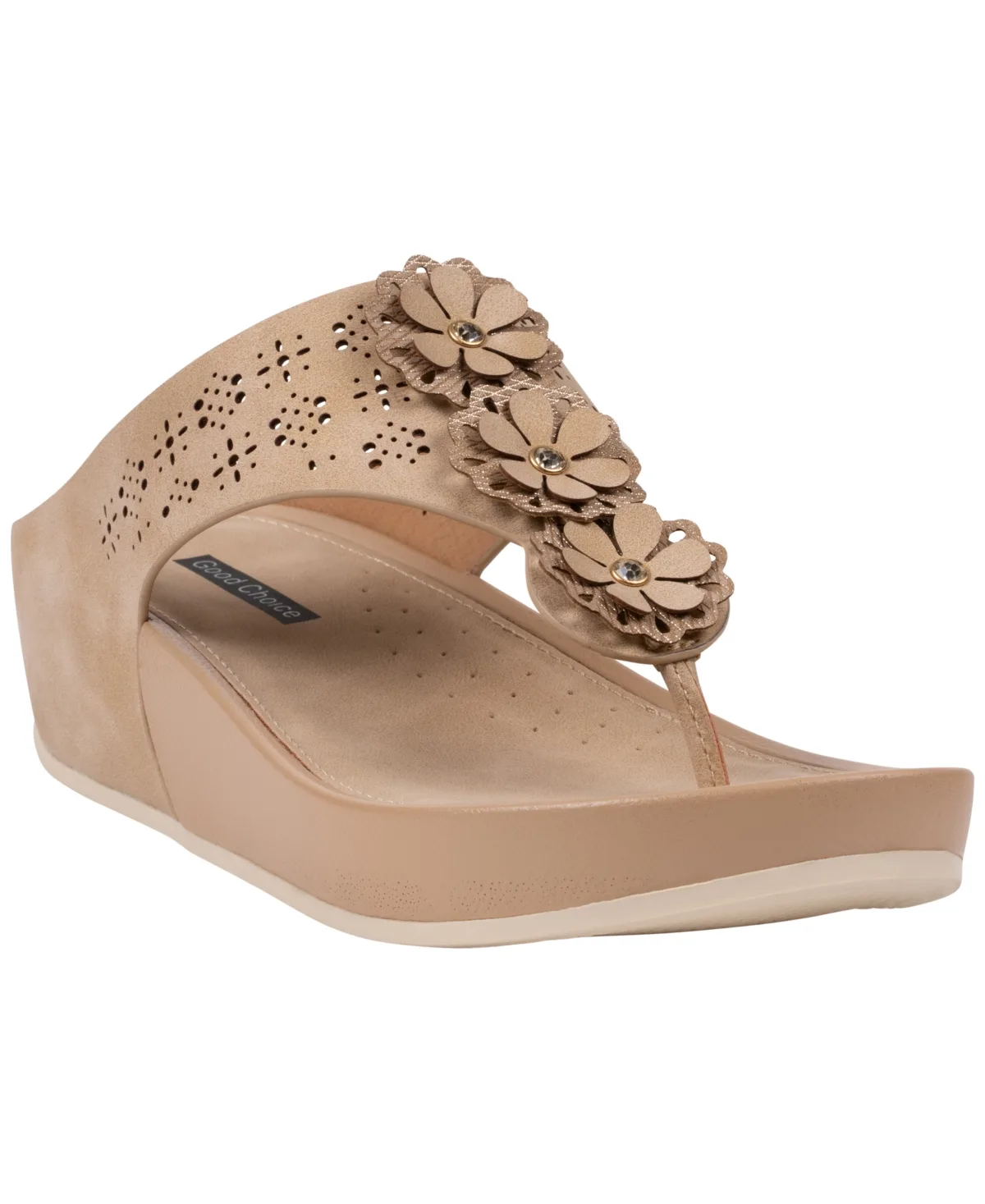 Rana Floral Thong Wedge Sandals