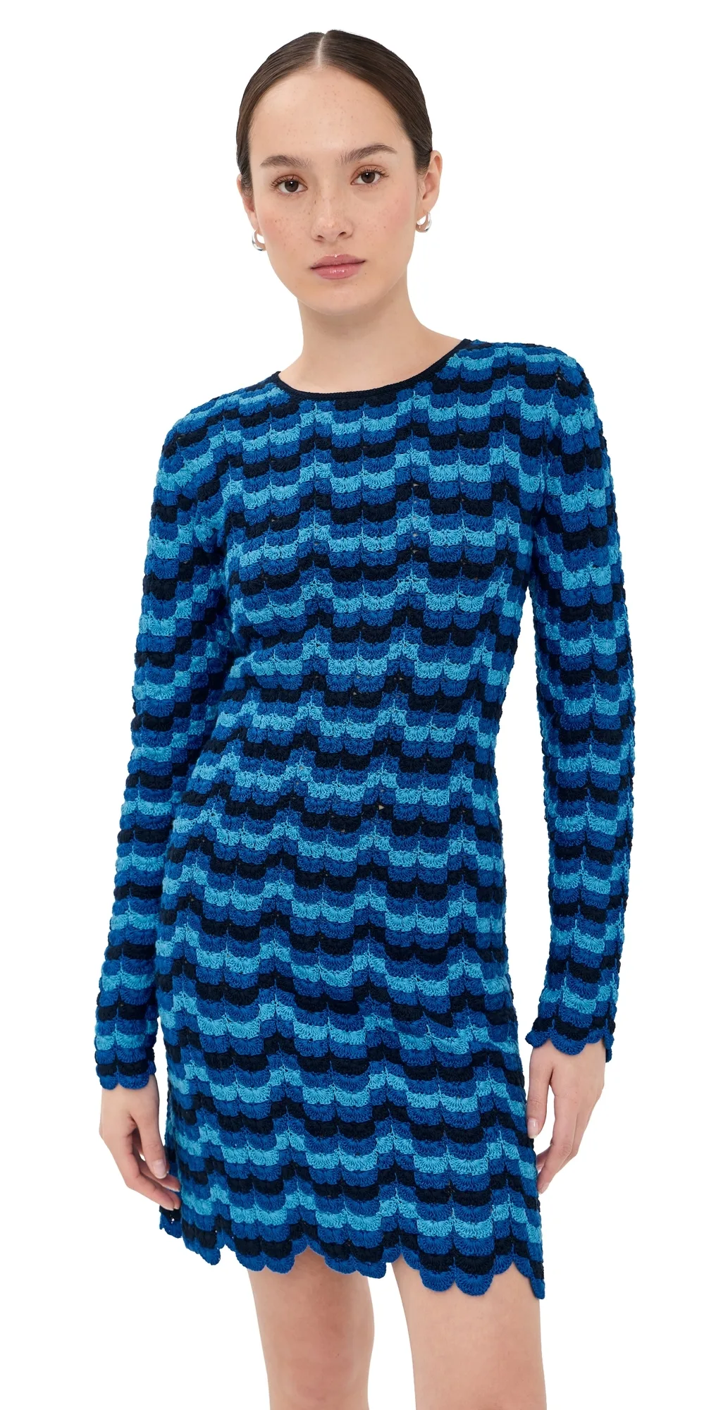 Solana Long Sleeve Crochet Mini Dress by ESCVDO