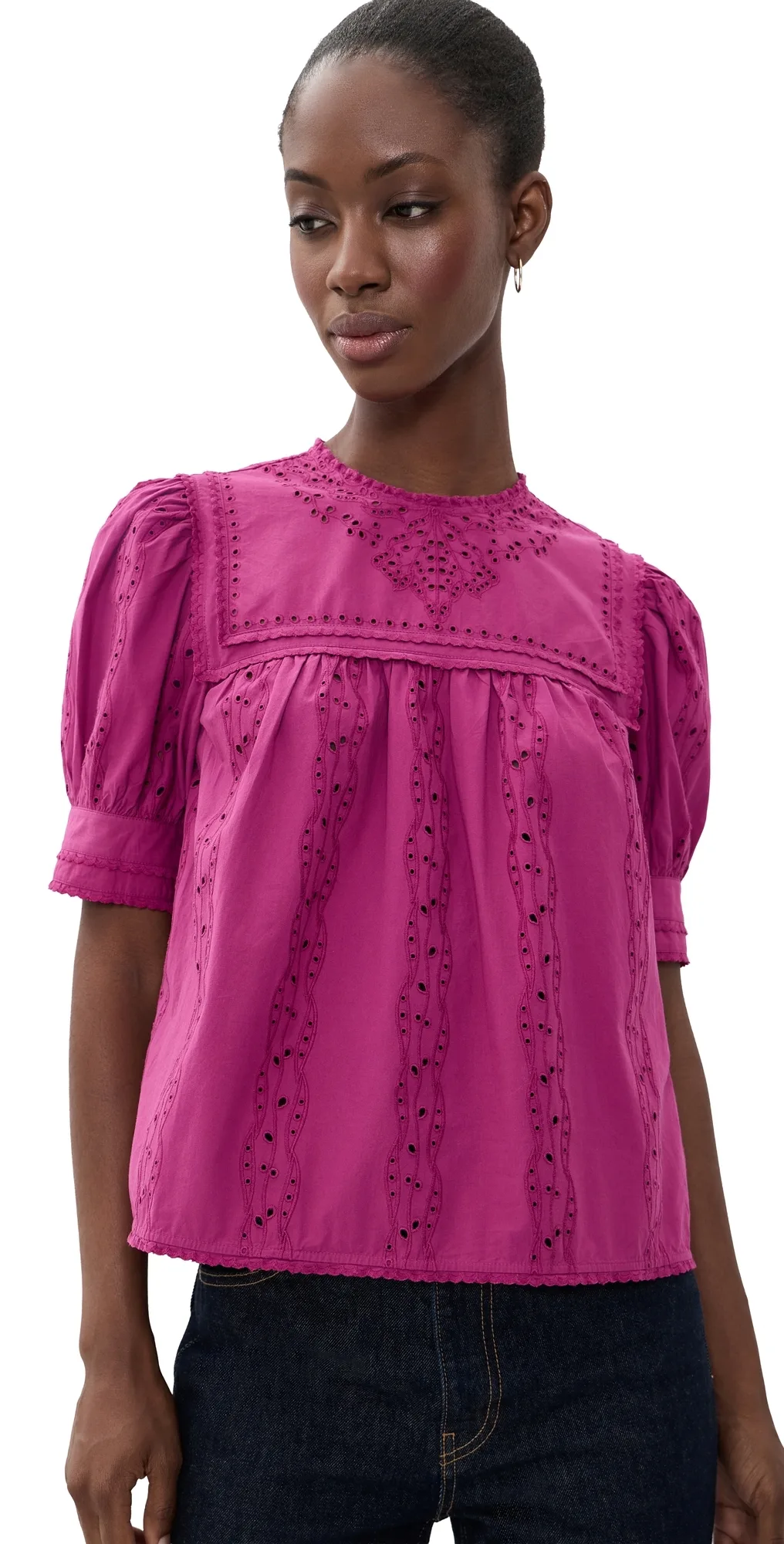 Una Short Sleeve Cotton Top by Ulla Johnson