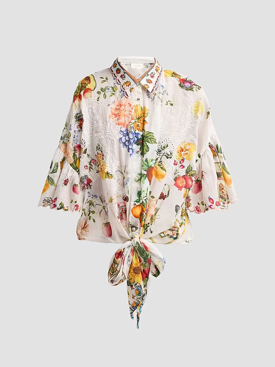 Embellished Cotton Tie-Front Shirt by Camilla