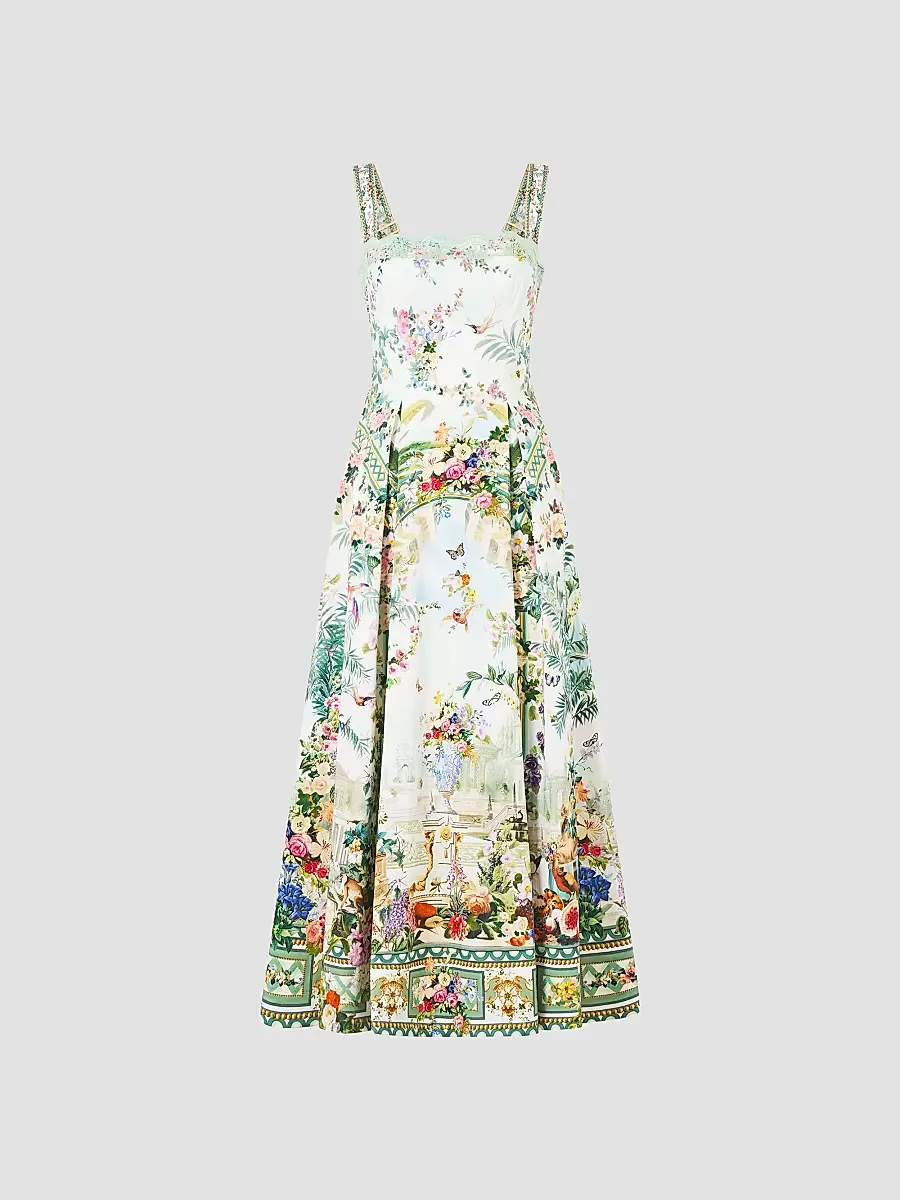 Printed A-Line Tea-Length Dress by Camilla
