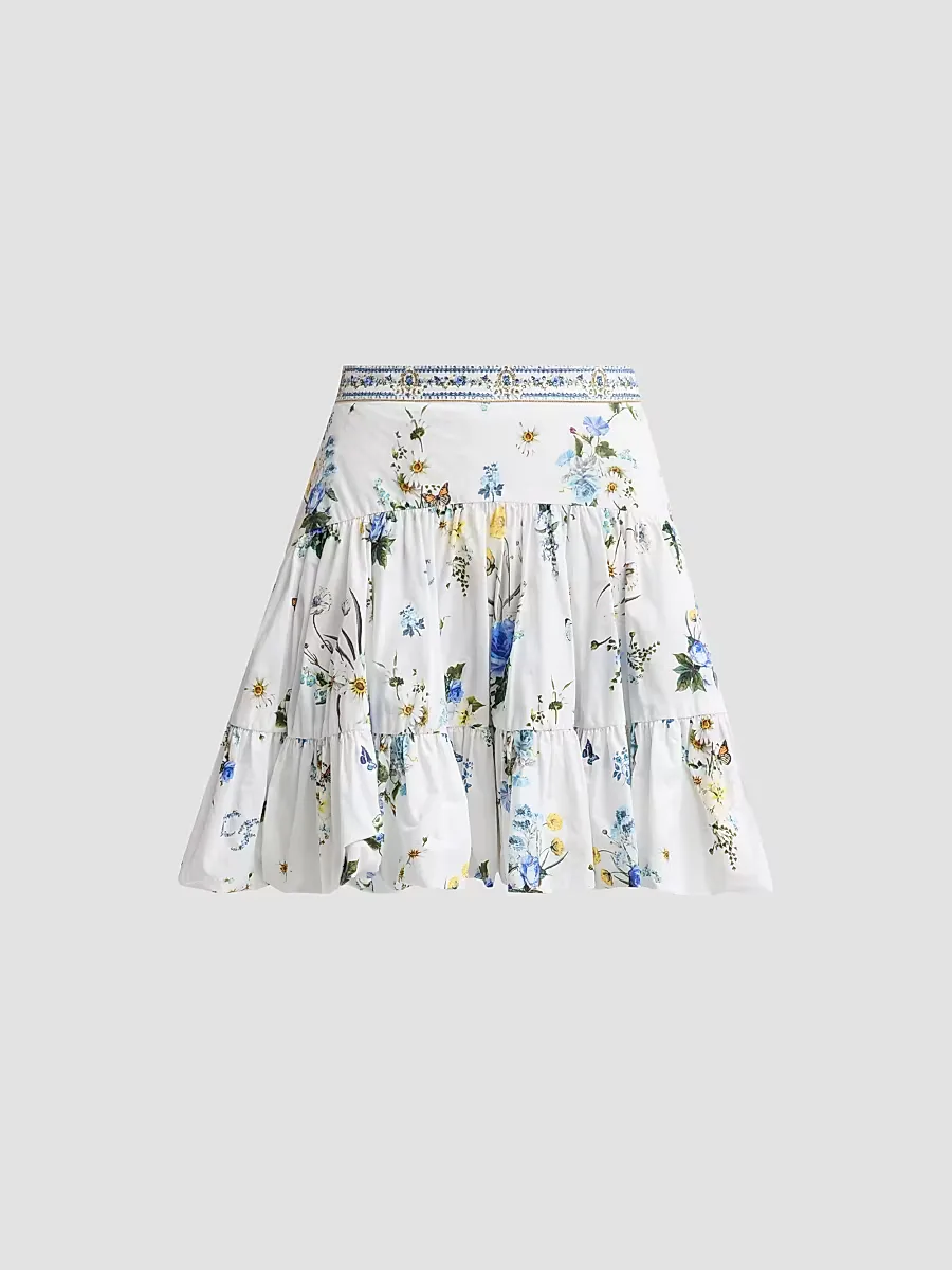Floral Cotton Bubble Mini Skirt by Camilla