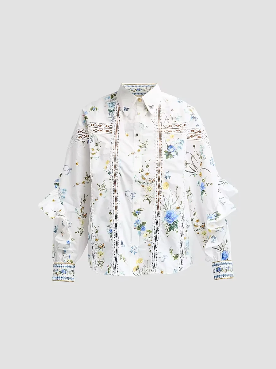 Floral Cotton Frill Shirt by Camilla