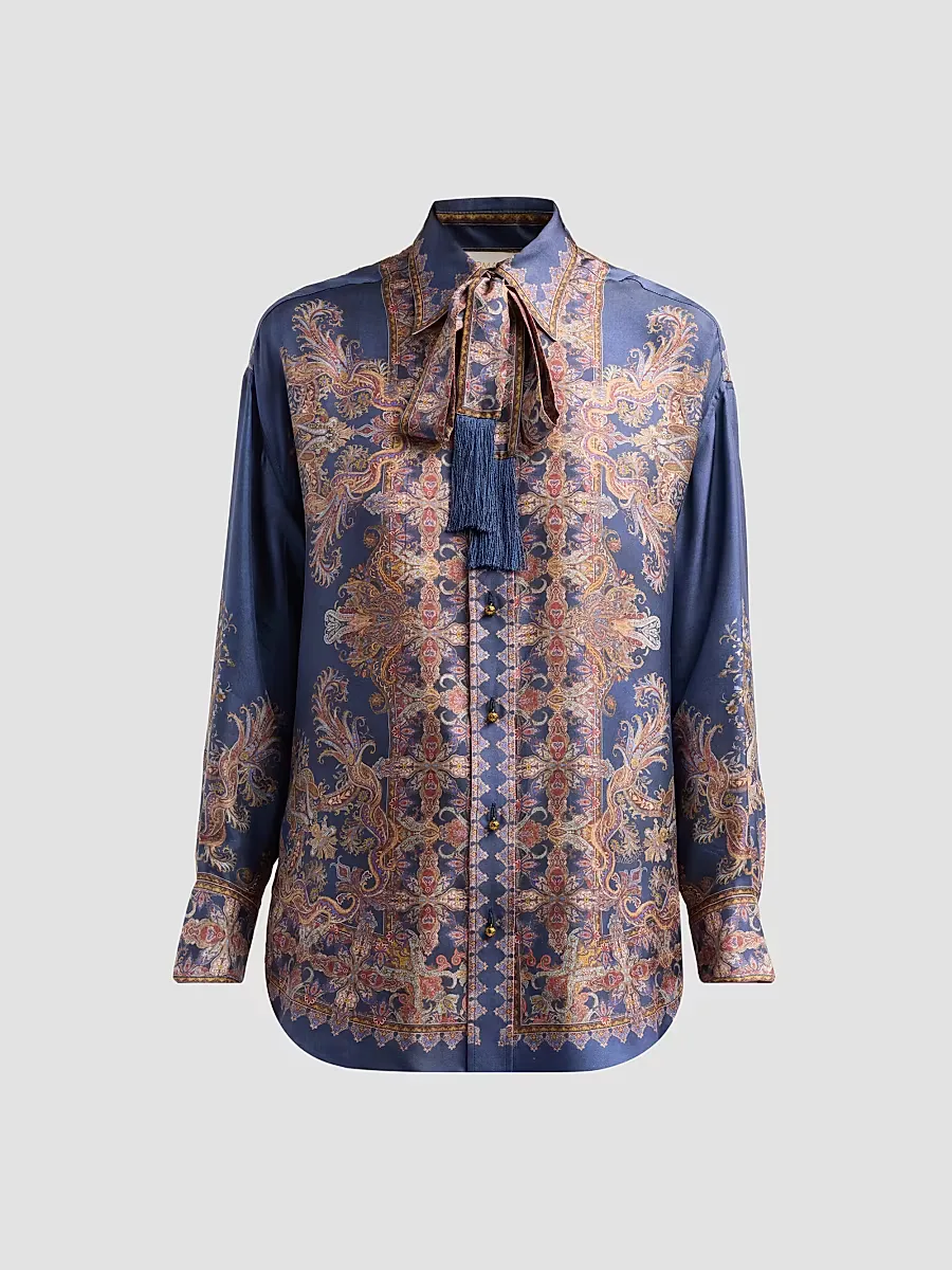 Valiant Paisley Silk Relaxed Shirt by Zimmermann