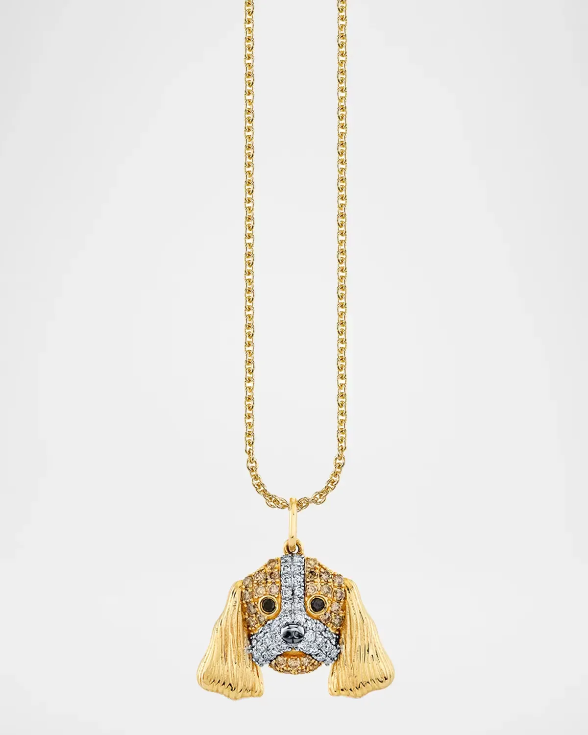 14K Two-Tone Gold, Black Rhodium & 0.29 TCW Diamond Dog Charm Necklace by Sydney Evan
