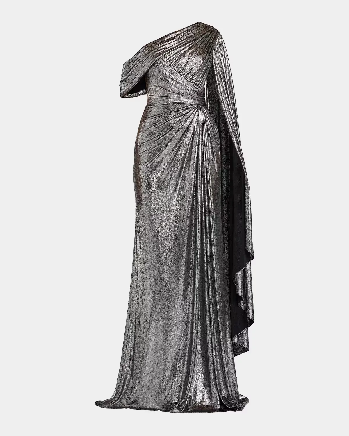Zeka Metallic Cape Sleeve Gown by Tadashi Shoji