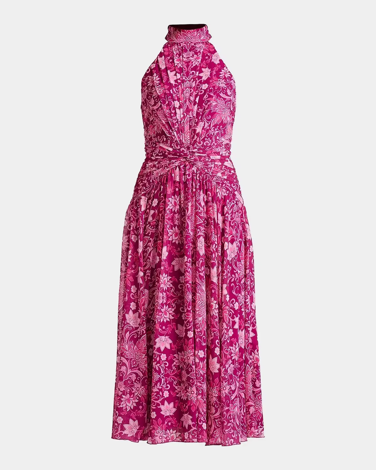 Pleated Floral Midi Dress by Tadashi Shoji