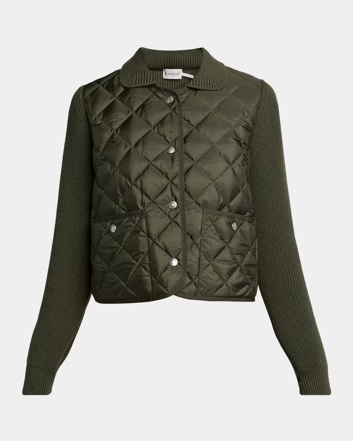Diamond Quilted Padded Wool Cardigan by Moncler