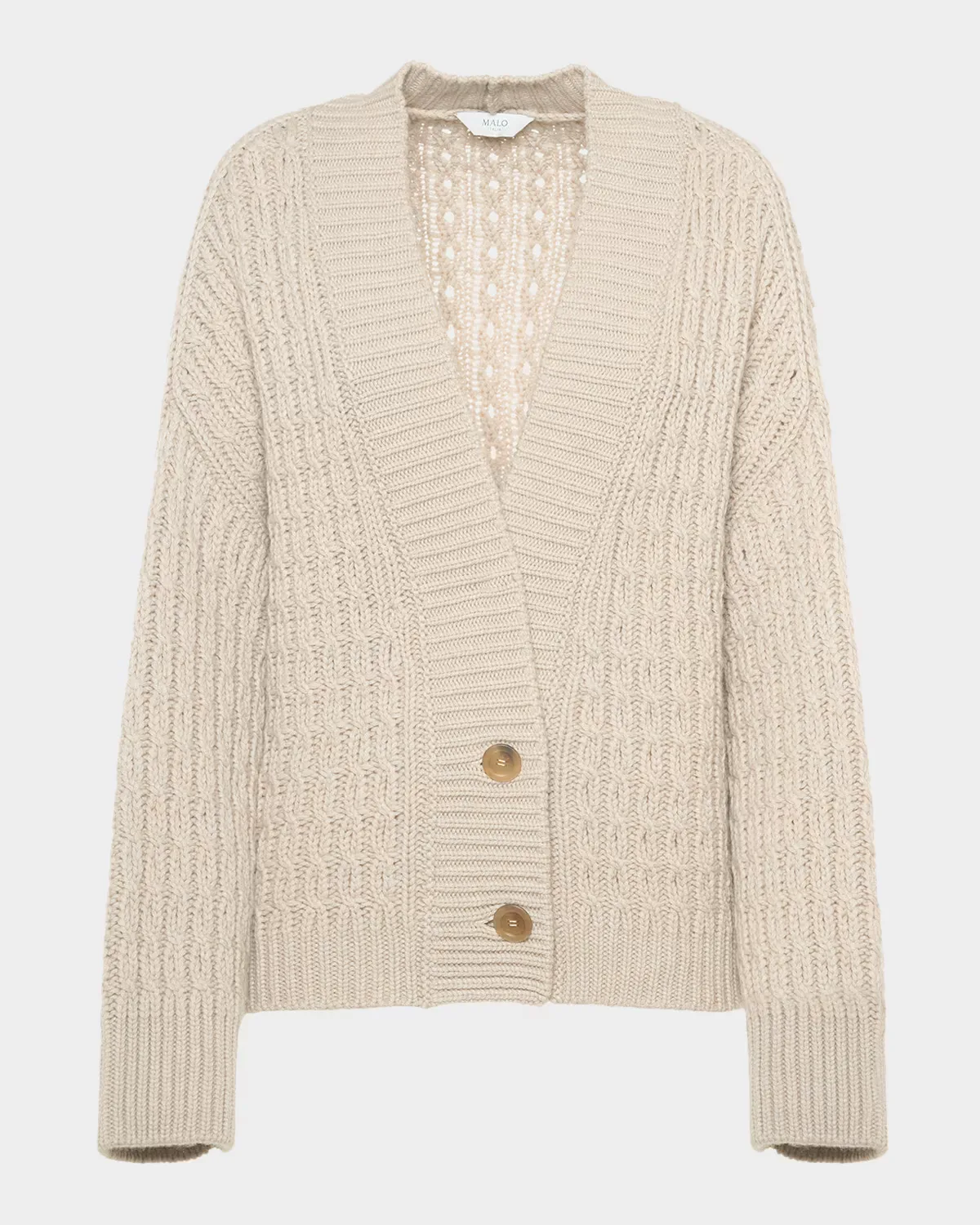 Anna Cashmere Cable-Knit V-Neck Cardigan by Malo