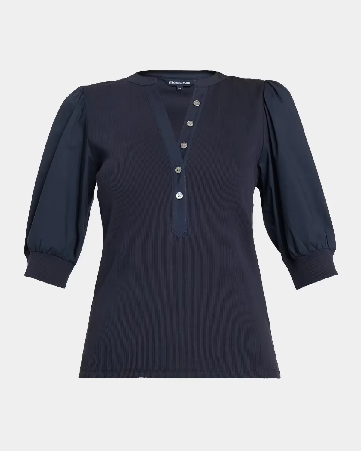 Coralee Puff Sleeve Button-Front Top by Veronica Beard