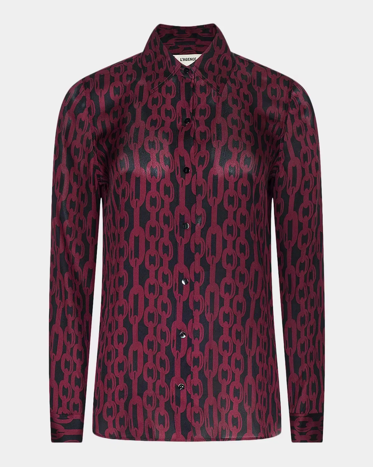 Nina Chain-Link-Print Silk Shirt by L & apos;AGENCE