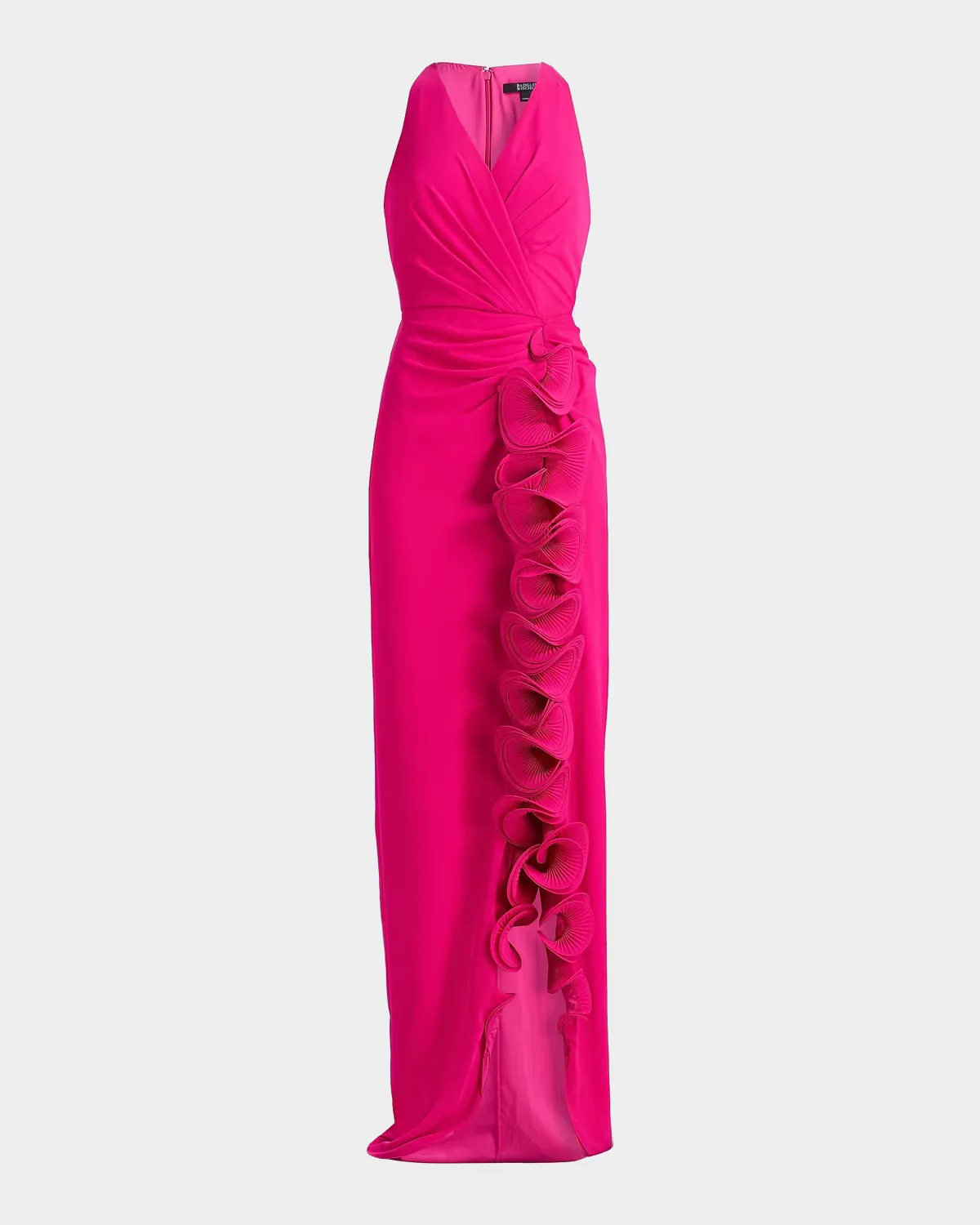 Ruffle-Trim Georgette Column Gown by Badgley Mischka