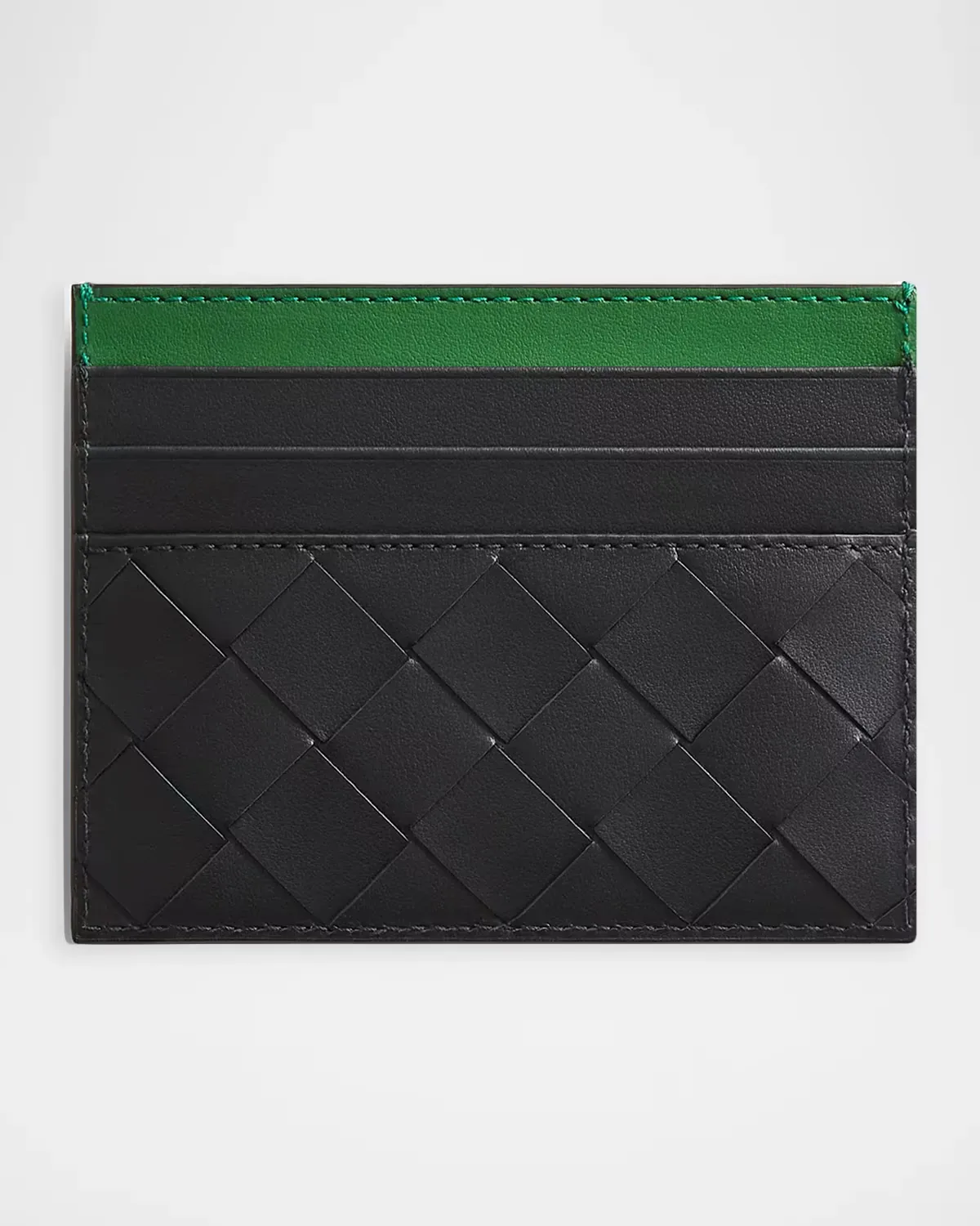 Colorblock Leather Card Holder by Bottega Veneta
