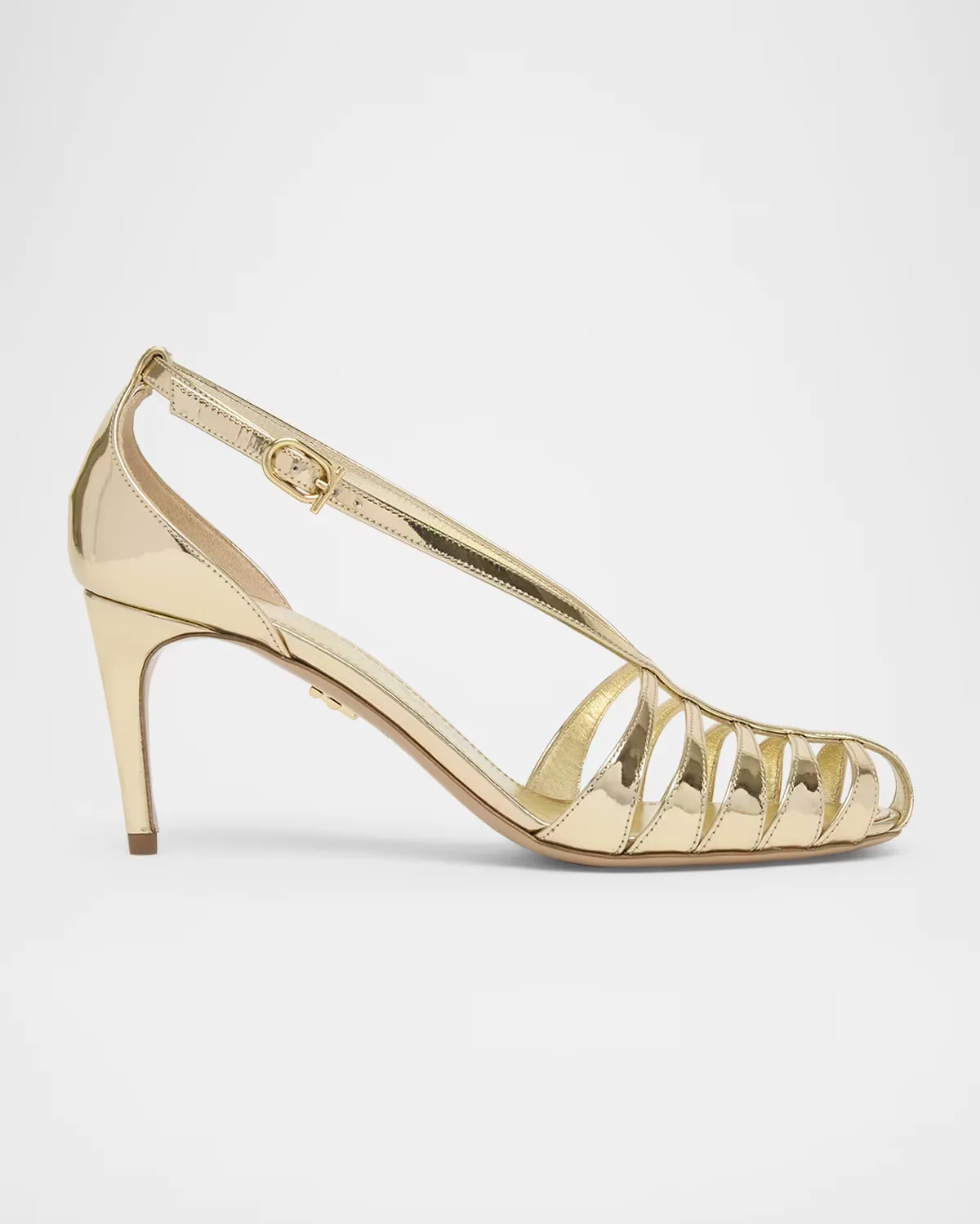 70mm Lilie Metallic Patent Leather Caged Pumps