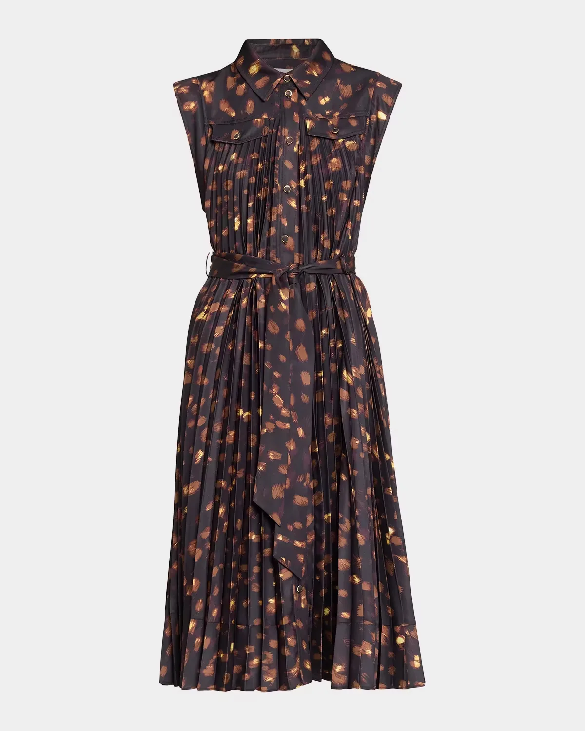 Johanna Printed Accordion-Pleat Knee-Length Dress by Milly