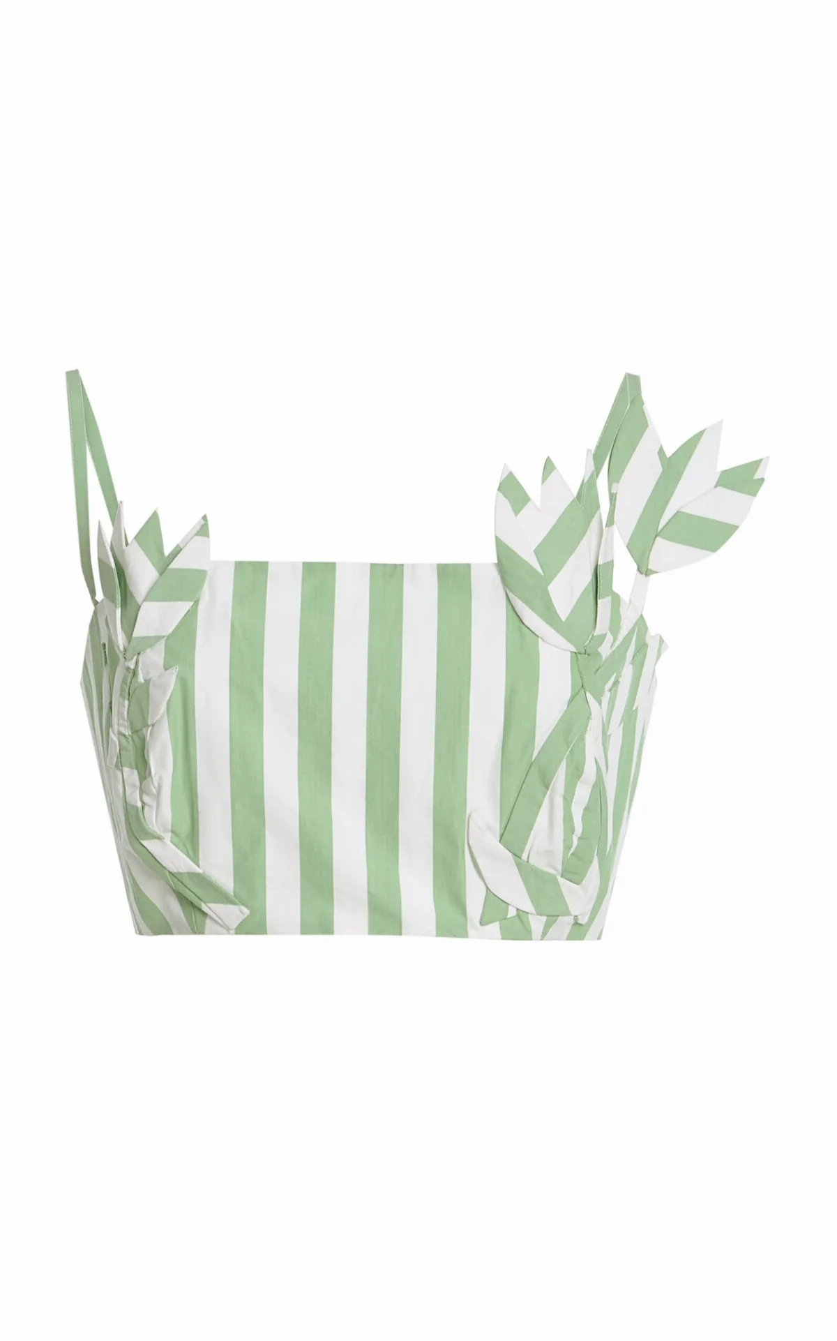 Riviera Appliquéd Striped Cotton Crop Top